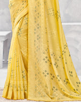 Vishal Prints Pastel Yellow Cotton Brasso Saree