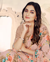 Vishal Prints Pastel Brown Digital Print Crepe Saree