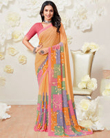 Vishal Prints Pastel Orange Printed Georgette Saree