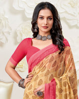 Vishal Prints Fawn Printed Georgette Saree