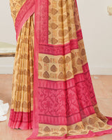 Vishal Prints Fawn Printed Georgette Saree