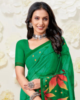Vishal Prints Jade Green Printed Georgette Saree