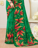 Vishal Prints Jade Green Printed Georgette Saree