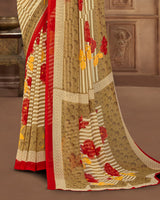 Vishal Prints Dark Beige Printed Georgette Saree