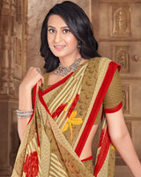 Vishal Prints Dark Beige Printed Georgette Saree