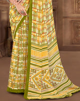 Vishal Prints Light Yellow Printed Georgette Saree