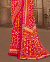 Vishal Prints Cherry Red Printed Georgette Saree