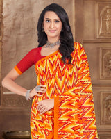 Vishal Prints Cherry Red Printed Georgette Saree