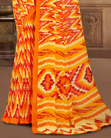 Vishal Prints Cherry Red Printed Georgette Saree