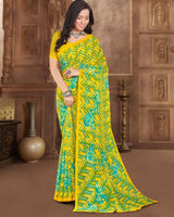 Vishal Prints Light Yellow Printed Georgette Saree