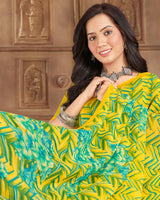 Vishal Prints Light Yellow Printed Georgette Saree
