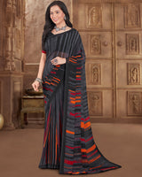 Vishal Prints Black Printed Georgette Saree