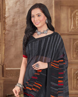 Vishal Prints Black Printed Georgette Saree