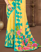 Vishal Prints Yellow Printed Georgette Saree