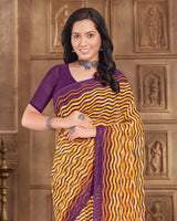 Vishal Prints Light Mustard Printed Georgette Saree