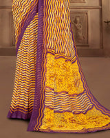 Vishal Prints Light Mustard Printed Georgette Saree