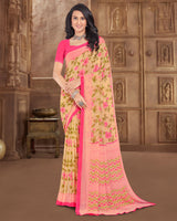 Vishal Prints Pastel Yellow Printed Georgette Saree