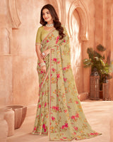 Vishal Prints Beige Sand Printed Georgette Saree With Fancy Border