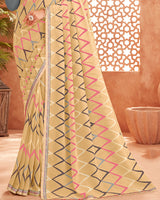 Vishal Prints Fawn Printed Georgette Saree With Fancy Border