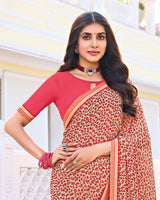 Vishal Prints Light Pastel Orange Printed Georgette Saree With Fancy Border