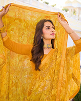 Vishal Prints Tulip Yellow Printed Georgette Saree With Fancy Border