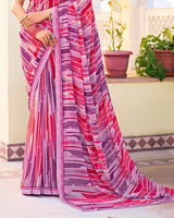 Vishal Prints Pastel Violet Printed Georgette Saree With Fancy Border
