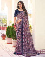 Vishal Prints Zodiac Blue Printed Georgette Saree With Fancy Border