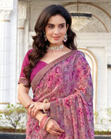 Vishal Prints Mauve Printed Georgette Saree With Fancy Border