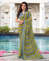 Vishal Prints Lemon Ginger Printed Georgette Saree With Fancy Border