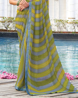 Vishal Prints Lemon Ginger Printed Georgette Saree With Fancy Border