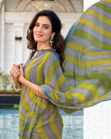 Vishal Prints Lemon Ginger Printed Georgette Saree With Fancy Border