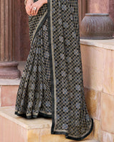 Vishal Prints Black Printed Georgette Saree With Fancy Border