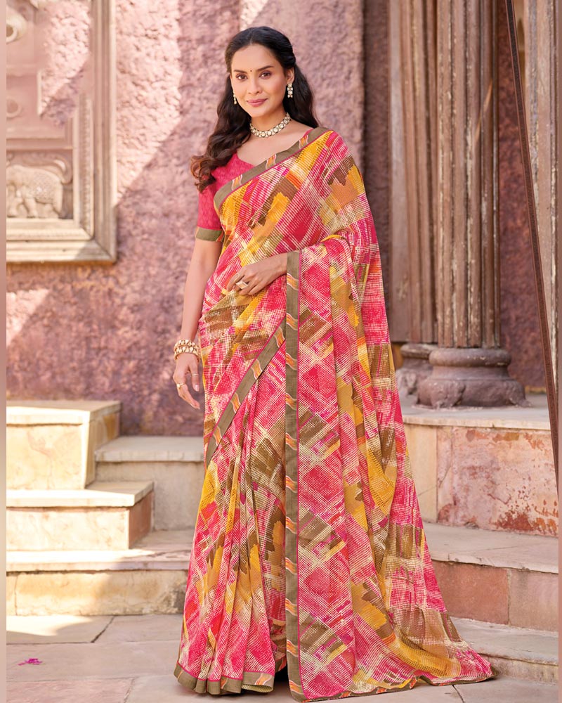 Vishal Prints Multicolor Printed Georgette Saree With Fancy Border