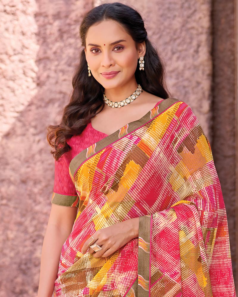 Vishal Prints Multicolor Printed Georgette Saree With Fancy Border