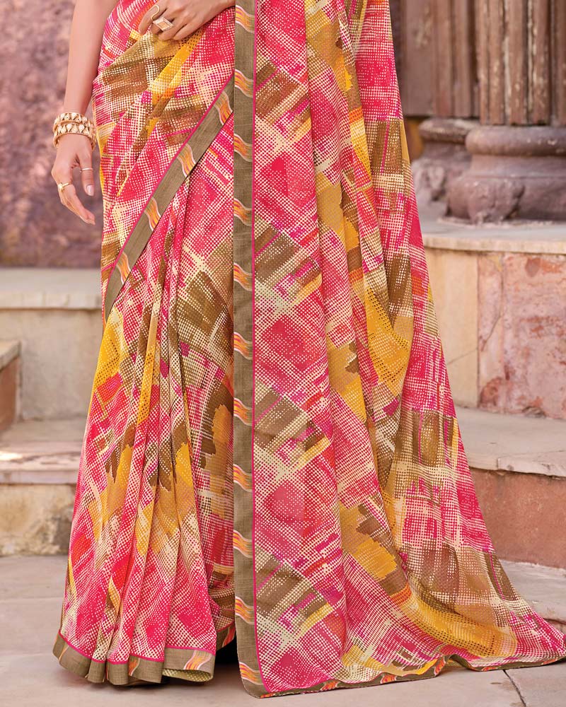 Vishal Prints Multicolor Printed Georgette Saree With Fancy Border
