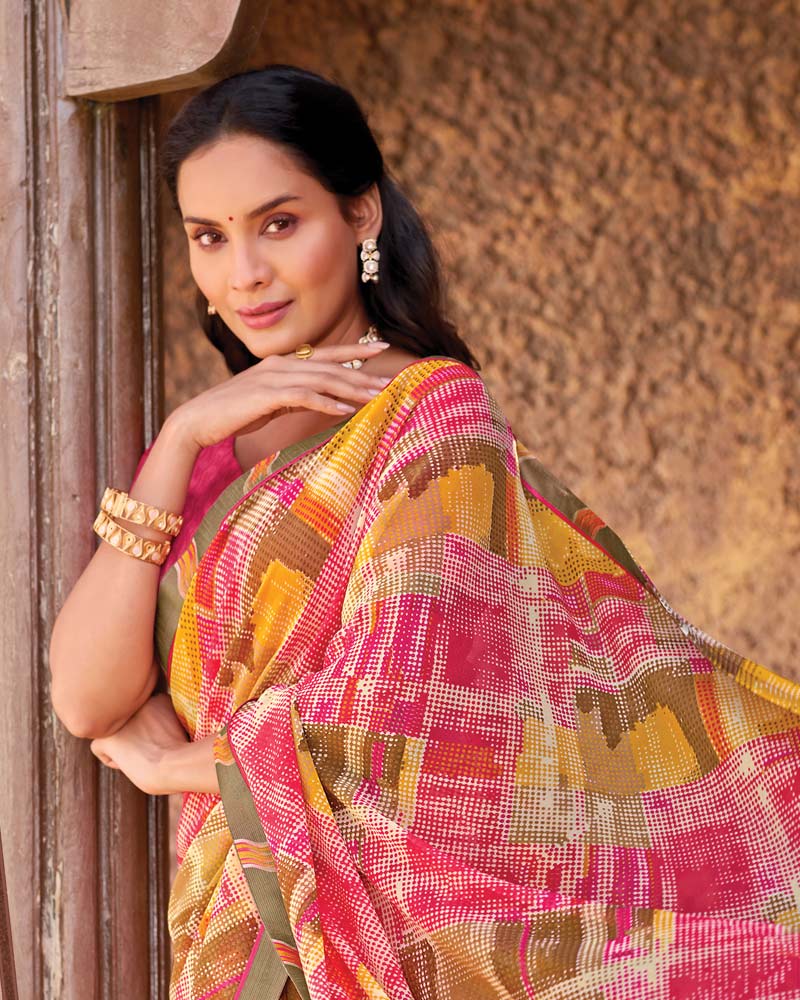 Vishal Prints Multicolor Printed Georgette Saree With Fancy Border