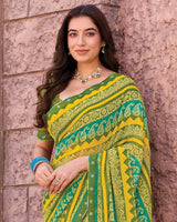 Vishal Prints Green Printed Georgette Saree With Fancy Border