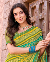 Vishal Prints Green Printed Georgette Saree With Fancy Border