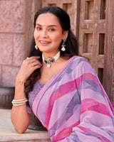 Vishal Prints Mauve Printed Georgette Saree With Fancy Border
