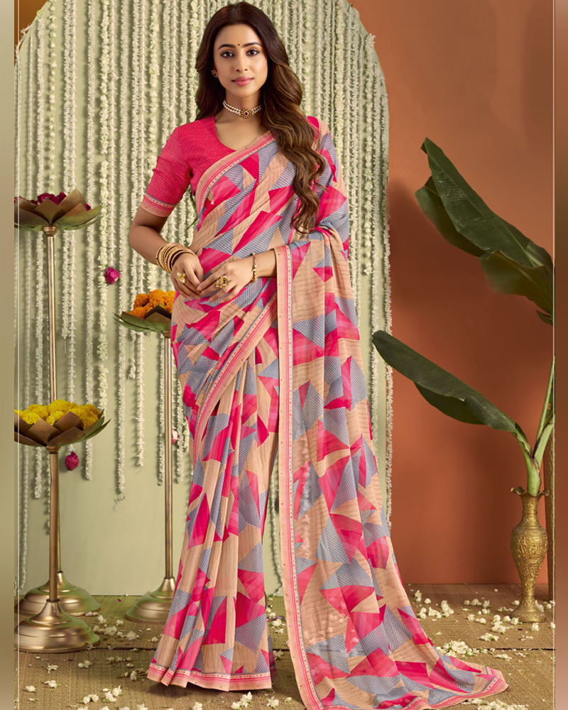 Vishal Prints Multicolour Printed Georgette Saree With Fancy Border