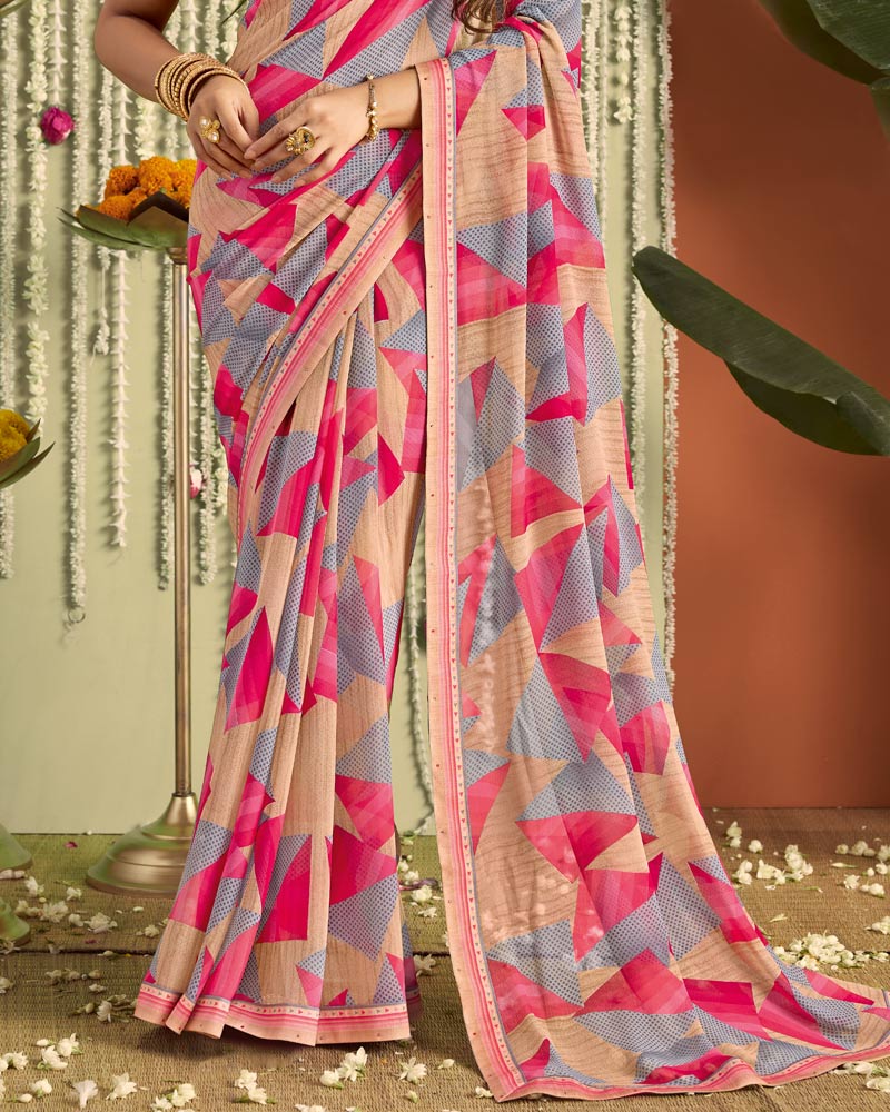 Vishal Prints Multicolour Printed Georgette Saree With Fancy Border