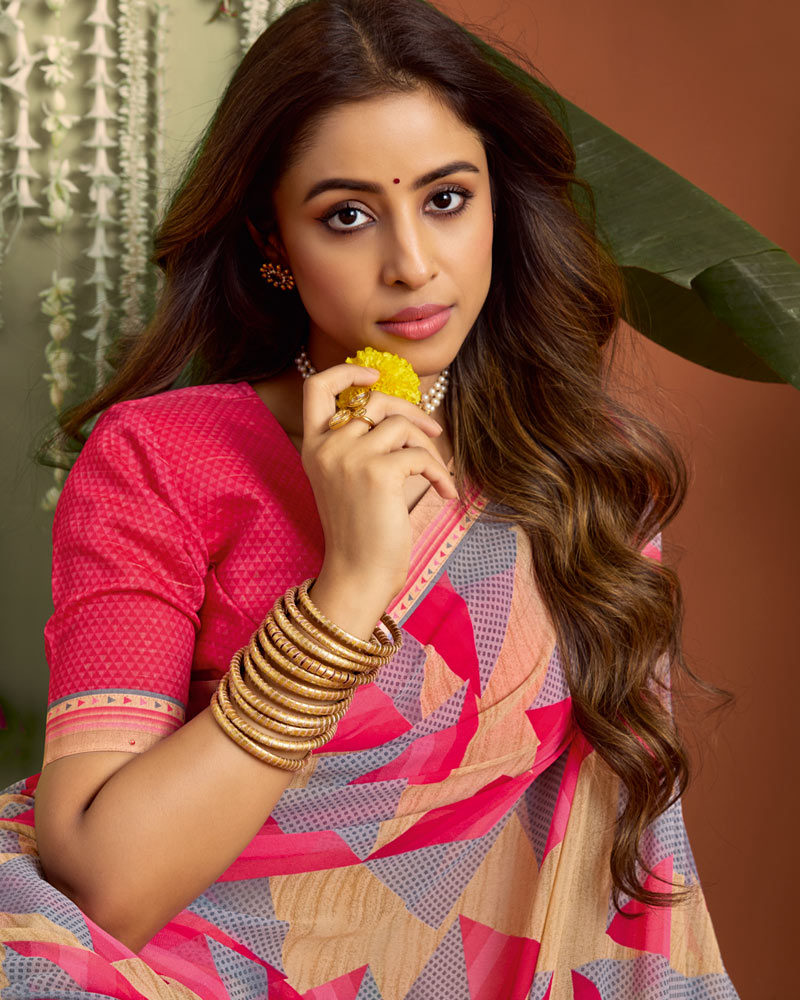 Vishal Prints Multicolour Printed Georgette Saree With Fancy Border