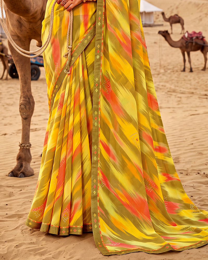 Vishal Prints Multicolor Printed Georgette Saree With Fancy Border