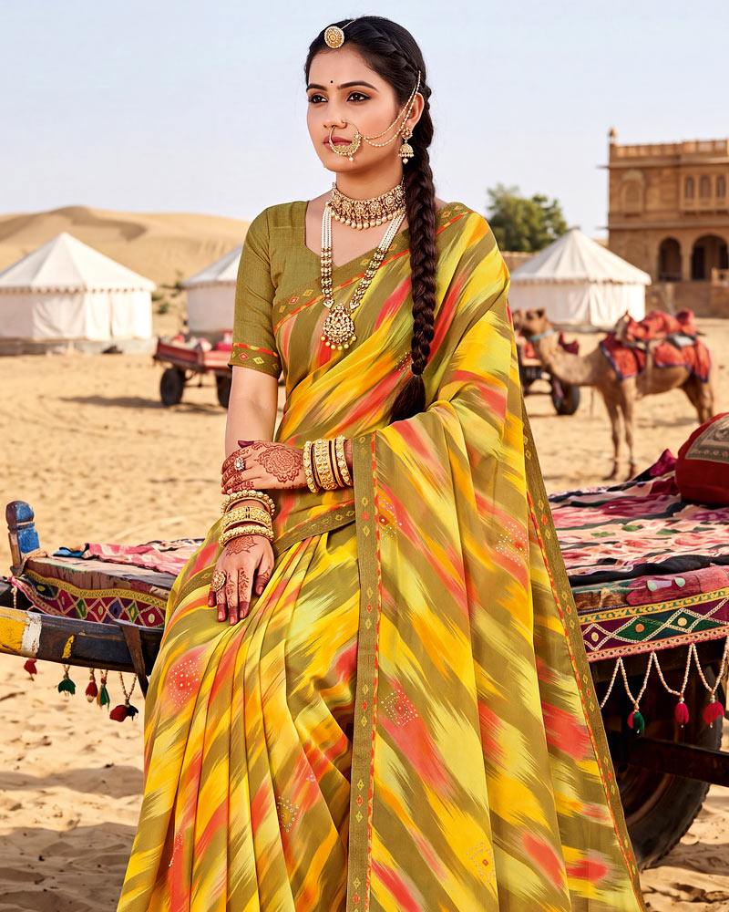 Vishal Prints Multicolor Printed Georgette Saree With Fancy Border