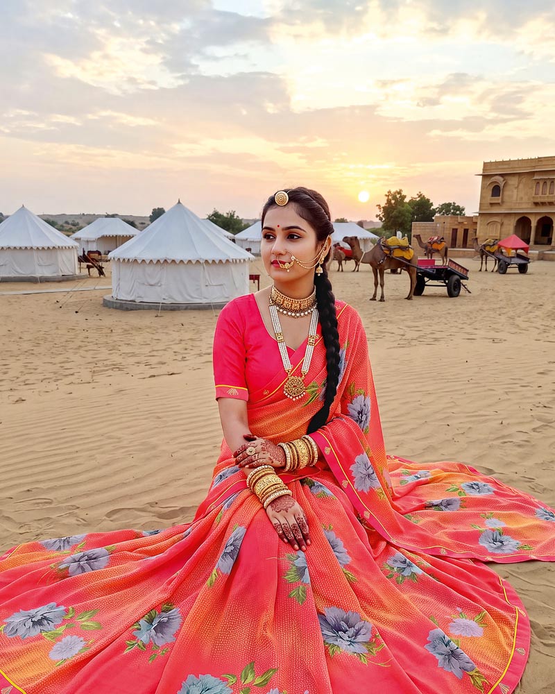 Vishal Prints Pastel Red-Pink Printed Georgette Saree With Fancy Border
