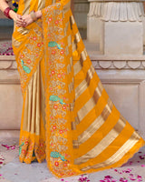 Vishal Prints Brownish Orange Designer Fancy Chiffon Traditional Print Saree With Foil Print And Embroidery Diamond Work