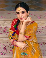 Vishal Prints Brownish Orange Designer Fancy Chiffon Traditional Print Saree With Foil Print And Embroidery Diamond Work