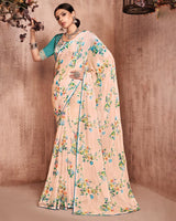 Vishal Prints Pastel Pink Fancy Chiffon Digital Print Saree