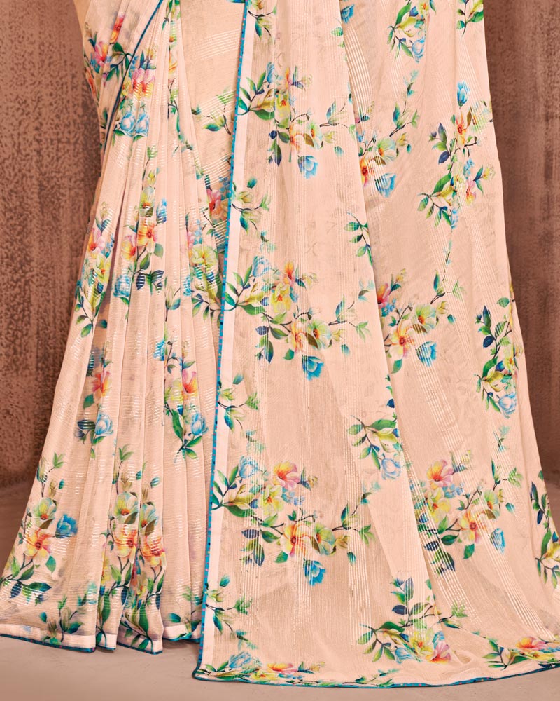 Vishal Prints Pastel Pink Fancy Chiffon Digital Print Saree