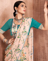 Vishal Prints Pastel Pink Fancy Chiffon Digital Print Saree